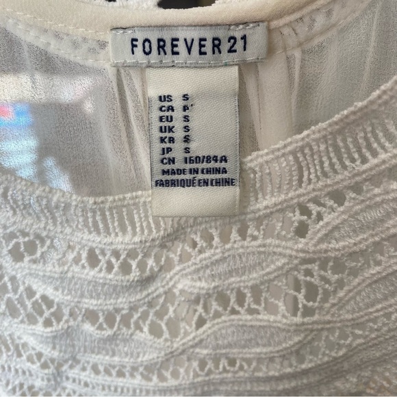 Forever 21 Crochet Collar Sheer White Tank - Picture 5 of 8